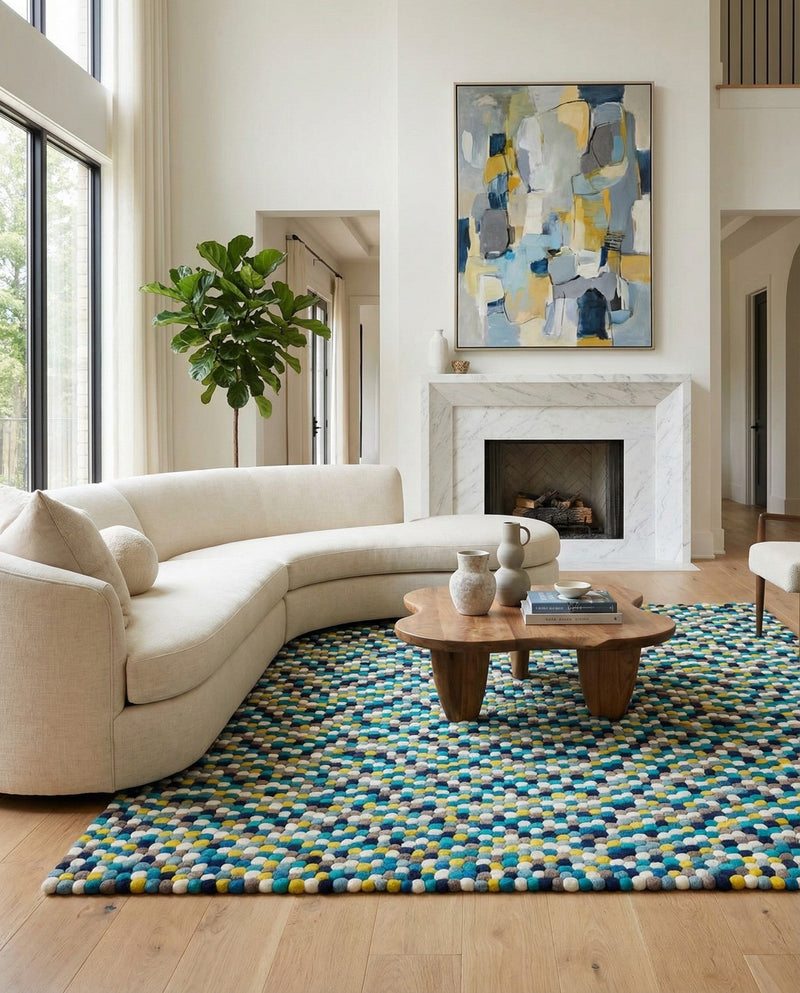 Woolen Sphere Collection Area Rug - Orbsburg (Blue) Square Blue  lifestyle 62