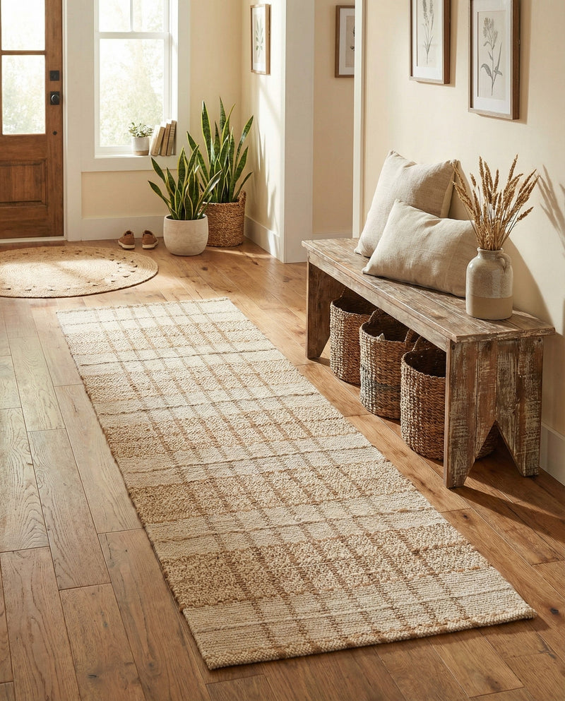 Sequoia Handwoven Jute Collection Area Rug - Charleston Runner Ivory  lifestyle 35
