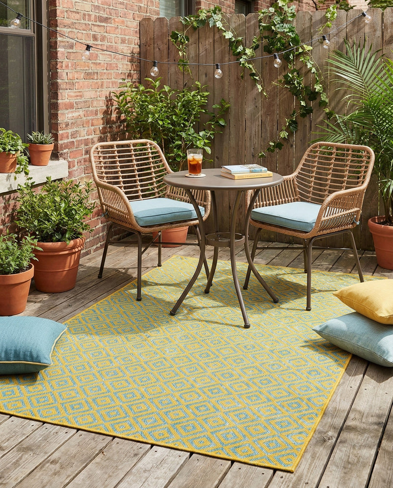 Urban Oasis Rugs Collection Area Rug -  Rooftop (Yellow and Aqua) Rectangle Yellow and Aqua  lifestyle 11