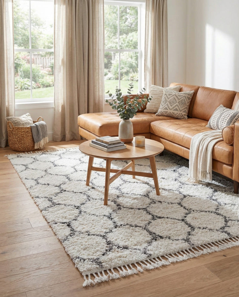 Cozy Cove Shag Collection Area Rug - Marina Rectangle Ivory  lifestyle 14