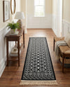 Samarkand Elegance Collection Area Rug -  Margilan (Black and White) Runner Black and White  lifestyle 76