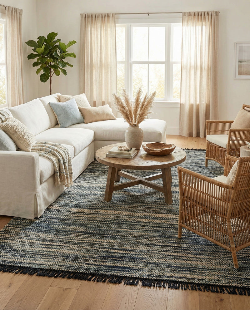 Savannah Jute Collection Area Rug - Nantucket Rectangle Green and Ivory  lifestyle 30
