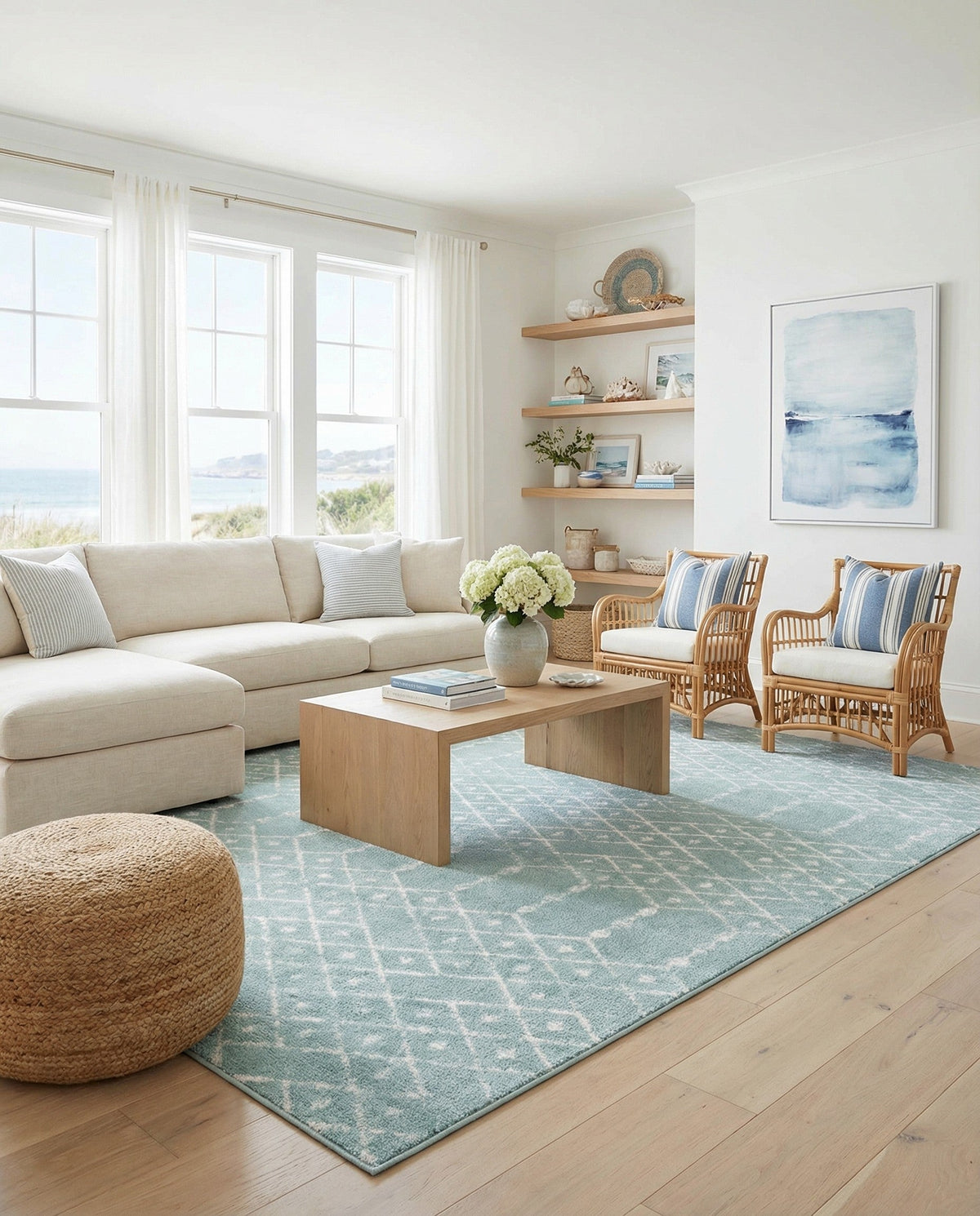 Marrakesh Lattice Collection Area Rug - Casablanca (Aqua) Rectangle Aqua  lifestyle 7