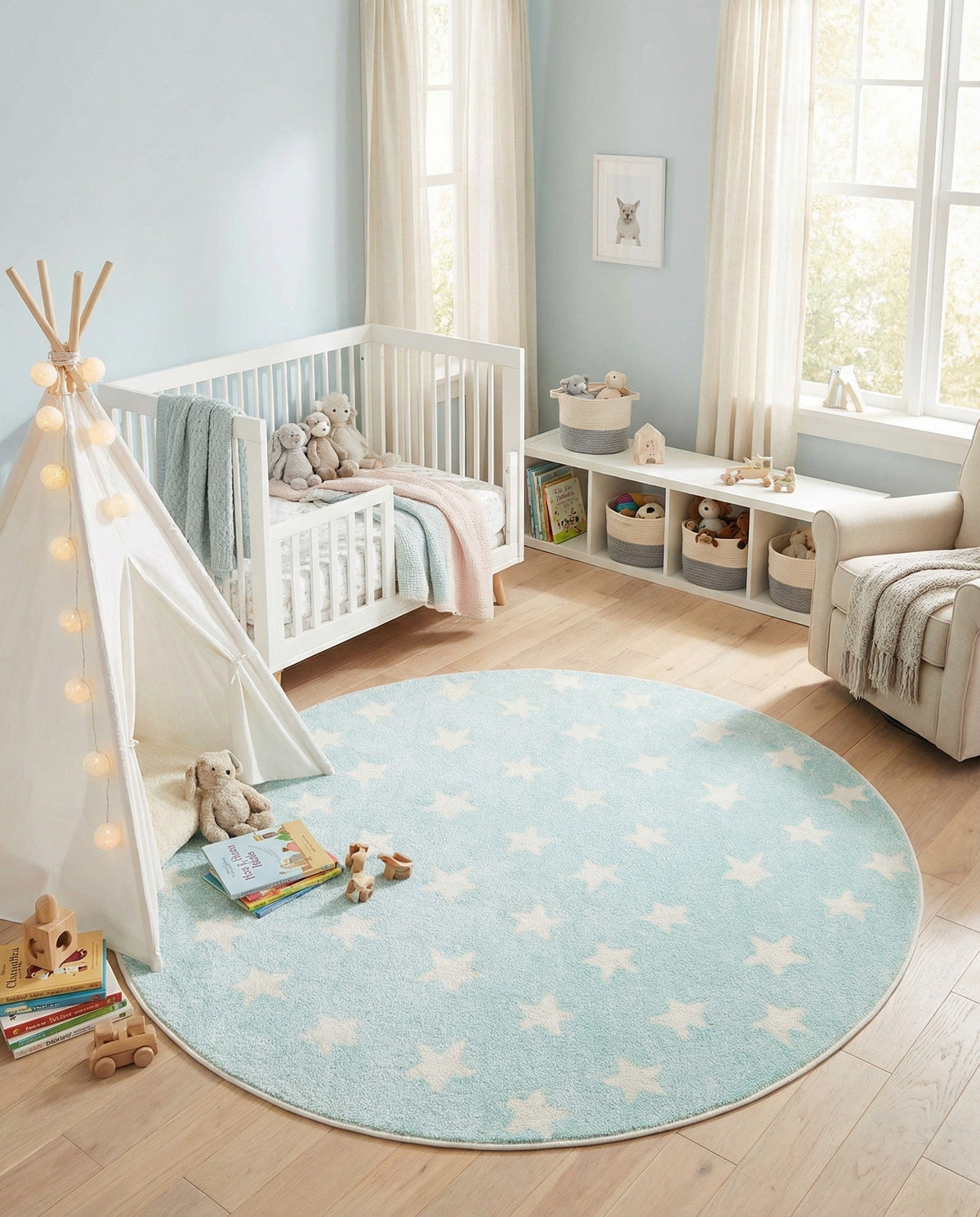 Wonder Tykes Collection Area Rug -  Mosaic Round Clear Blue  lifestyle 146