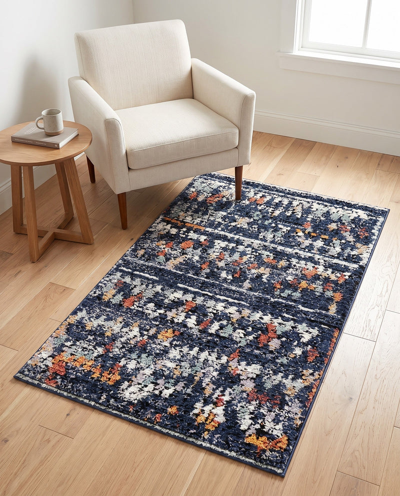 Tangier Treasures Collection Area Rug -  Marrakech Rectangle Navy Blue  lifestyle 53