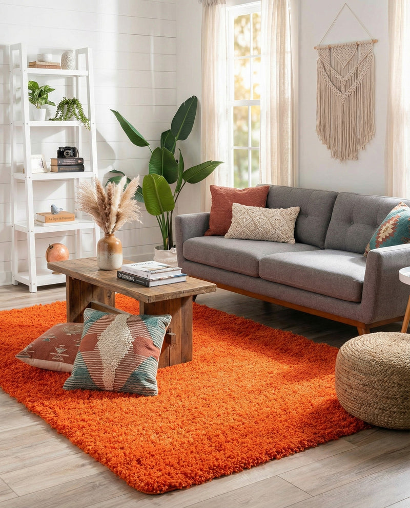 Plush Oasis Collection Area Rug - Serenity (Tiger Orange) Rectangle Tiger Orange  lifestyle 9
