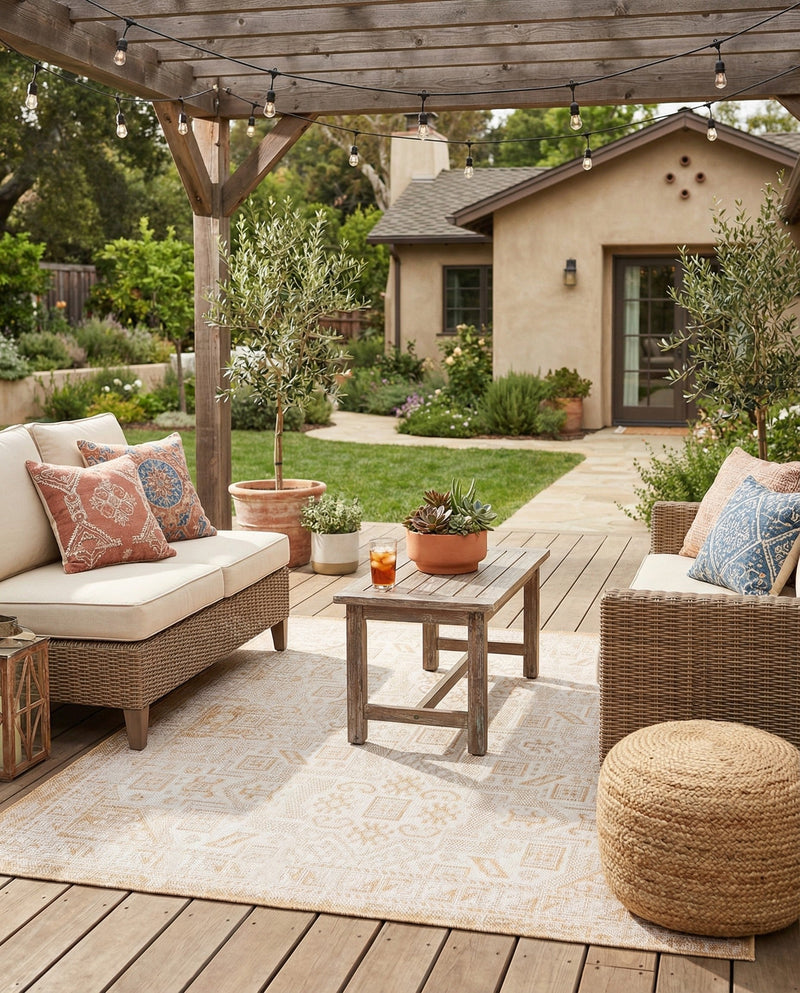 Tribal Terrace Treasures Collection Area Rug - Mayan Marina (Natural) Square Natural  lifestyle 47