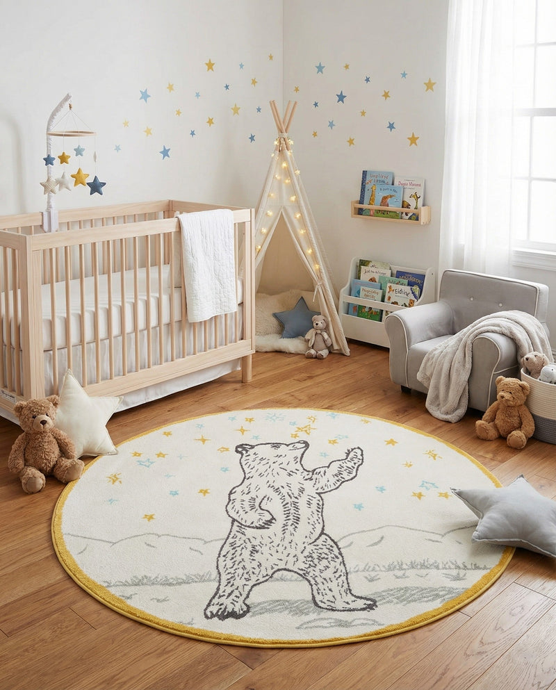Wonder Tykes Collection Area Rug -  Pixie Round Ivory and Gray  lifestyle 36