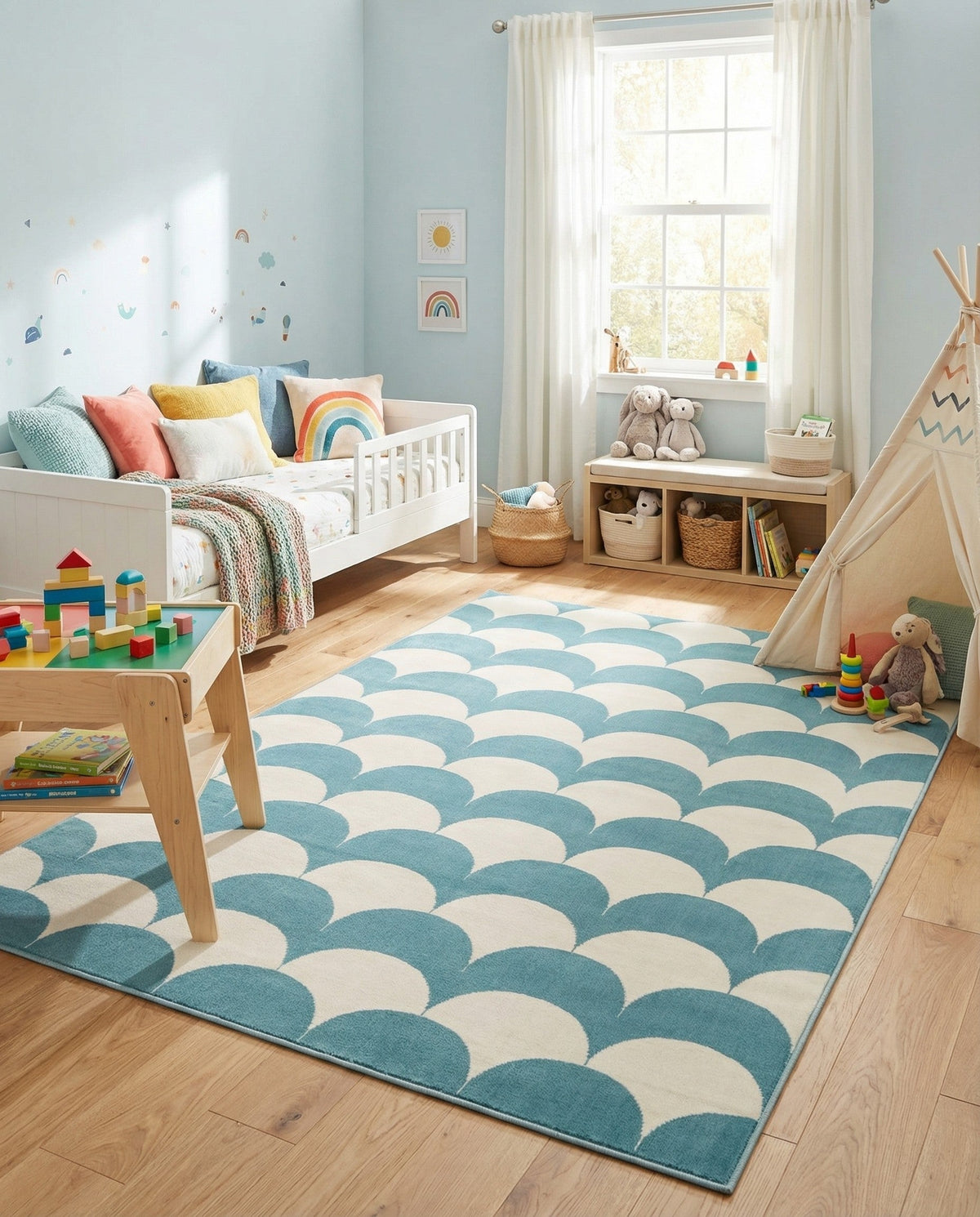 Wonder Tykes Collection Area Rug - Sparklewood Rectangle Sky blue  lifestyle 22