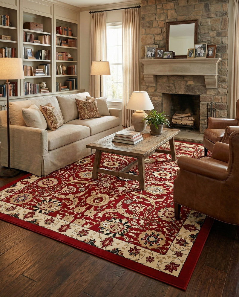 Tabriz Tapestry Collection Area Rug - Sahand (Red) Rectangle Red  lifestyle 8