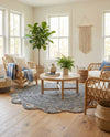 Woven Seaside Jute Collection Area Rug - Nantucket Round Navy and White  lifestyle 26