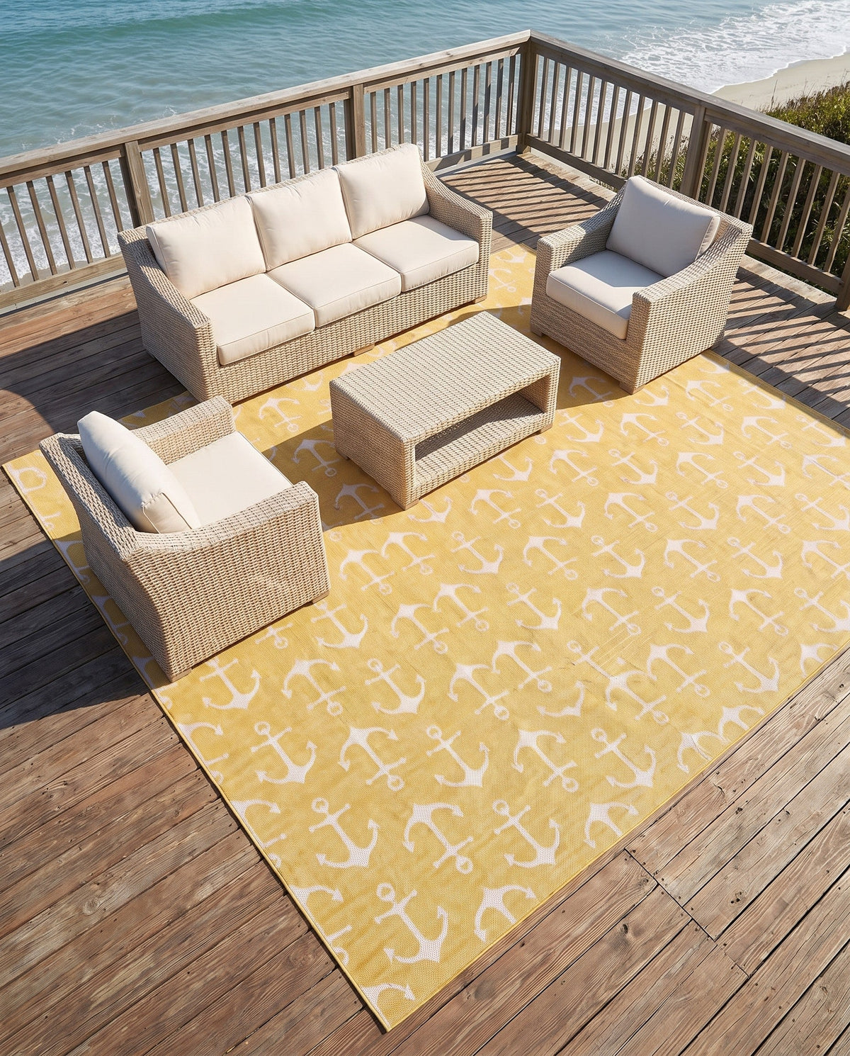 Seaside Haven Rugs Collection Area Rug - Sapphire (Yellow) Square Yellow  lifestyle 109