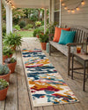 Outdoor Marrakesh Collection Area Rug -  Meknes Runner Multi  lifestyle 64