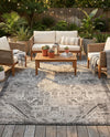 Tribal Terrace Treasures Collection Area Rug - Mayan Marina (Charcoal Gray) Rectangle Charcoal Gray  lifestyle 10