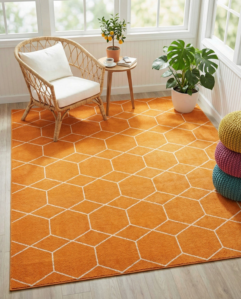 Trellis Mosaic Collection Area Rug - Arborville (Orange) Rectangle Orange  lifestyle 14