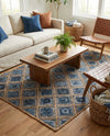 Woven Seaside Jute Collection Area Rug - Marina Rectangle Blue  lifestyle 7