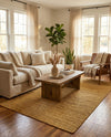 Woven Seaside Jute Collection Area Rug - Savannah (Yellow) Square Yellow  lifestyle 51