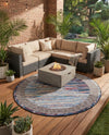 Urban Terrace Collection Area Rug -  Oasis Round Multi  lifestyle 65