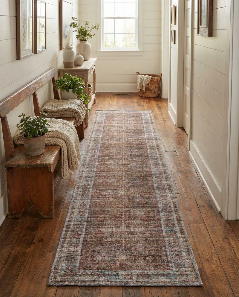 Vintage Memories Collection Area Rug -  Reverie Runner Rust Red and Brown  lifestyle 50
