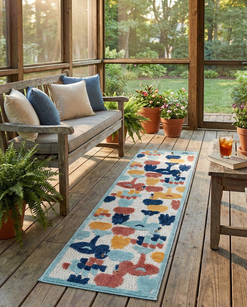 Caribbean Terrace Collection Area Rug -  StLucia Runner White  lifestyle 37