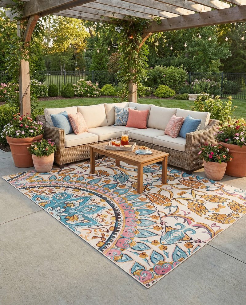 Patio Heritage Collection Area Rug - Tuscany Rectangle Multi  lifestyle 11