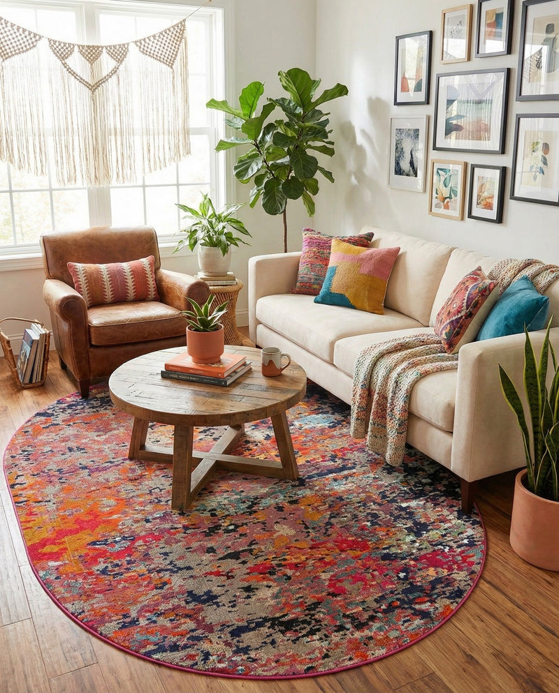 Colorburst Oasis Collection Area Rug -  Prism Oval Multi  lifestyle 78