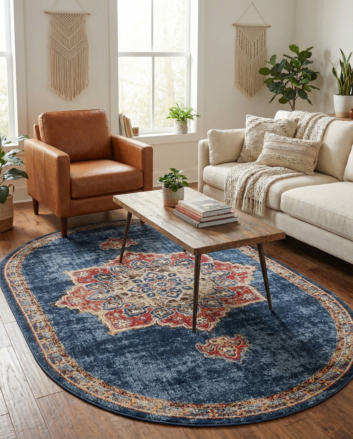 Eden Oasis Collection Area Rug -  Tranquility (Dark Blue) Oval Dark Blue  lifestyle 82