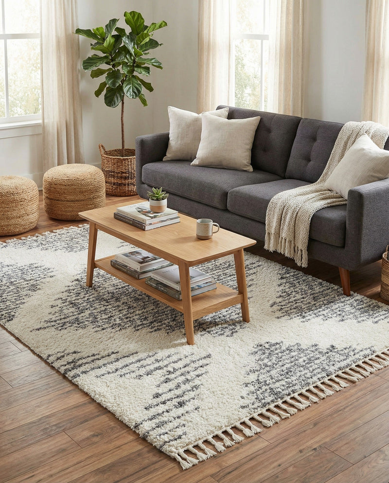 Tranquil Tides Shag Collection Area Rug -  Azure Rectangle White  lifestyle 19