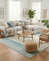 Mediterranean Lattice Collection Area Rug -  Casablanca (Ivory Blue) Rectangle Ivory Blue  lifestyle 12