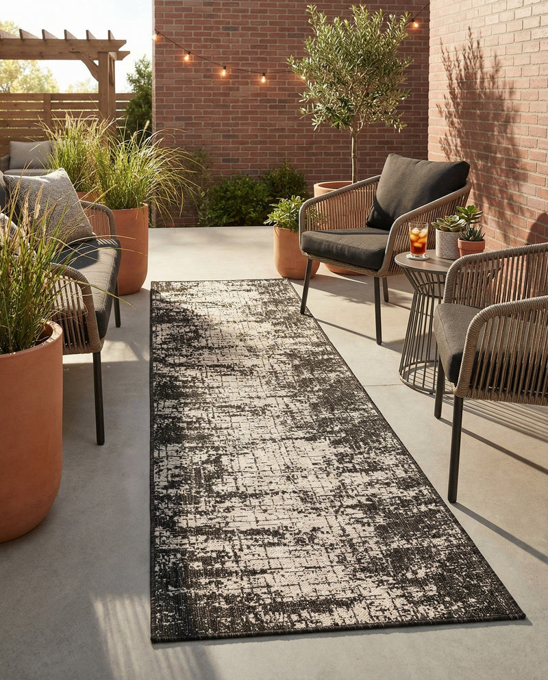 Urban Terrace Collection Area Rug -  Midtown Runner Black and White  lifestyle 26