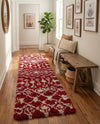 Berber Lattice Shag Collection Area Rug - Atlas (Burgundy Red) Runner Burgundy Red  lifestyle 27