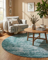 Sahara Essence Collection Area Rug - Oasis (Teal) Round Teal  lifestyle 41