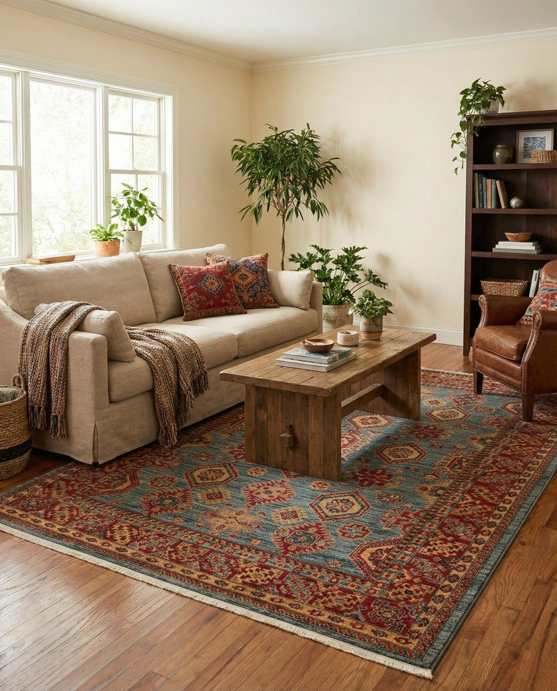 Persian Elegance Collection Area Rug -  Nain Rectangle Light Blue  lifestyle 3