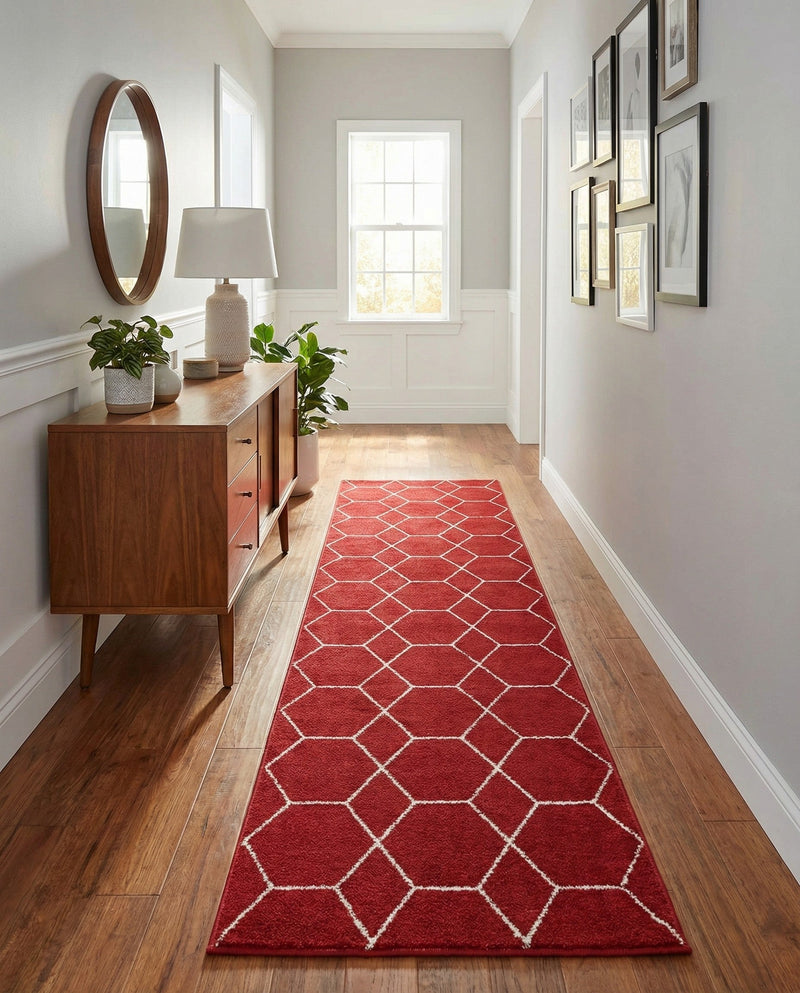 Trellis Mosaic Collection Area Rug - Arborville (Red) Runner Red  lifestyle 38