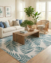 Seaside Blooms Collection Area Rug - Verdure (Teal Ivory) Rectangle Teal Ivory  lifestyle 15