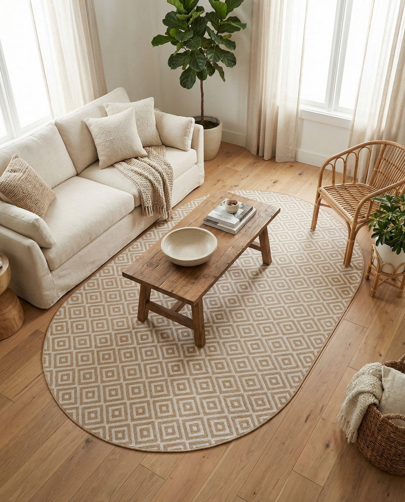 Urban Oasis Rugs Collection Area Rug -  Rooftop (Beige) Oval Beige  lifestyle 45