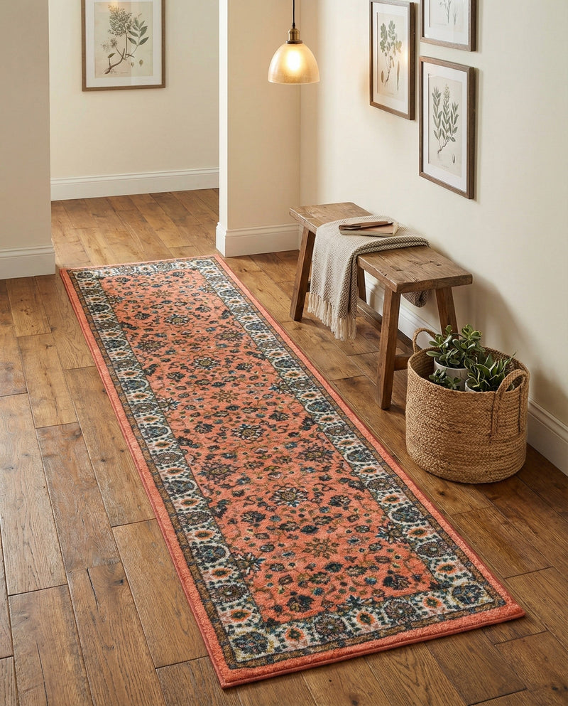 Casablanca Tapestry Collection Area Rug -  Marrakech (Salmon) Runner Salmon  lifestyle 52