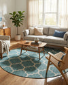 Savannah Pergola Collection Area Rug - Arbor (Teal) Round Teal  lifestyle 92