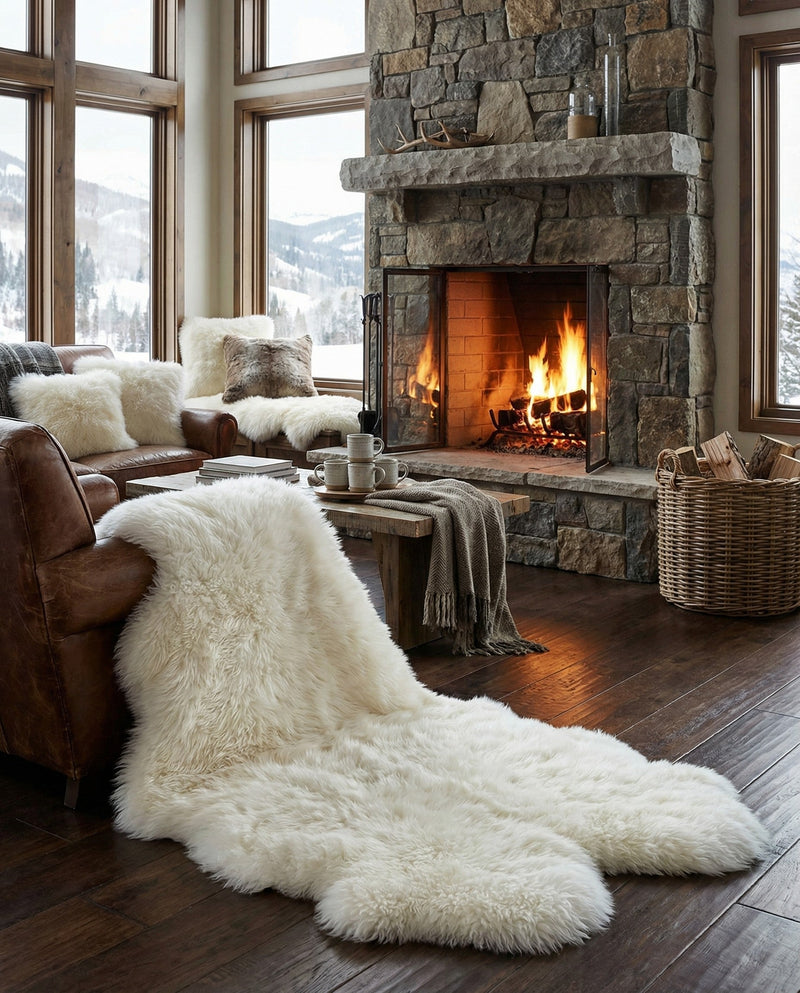 Arctic Lambskin Luxe Collection Area Rug - Tundra Rectangle White  lifestyle 30
