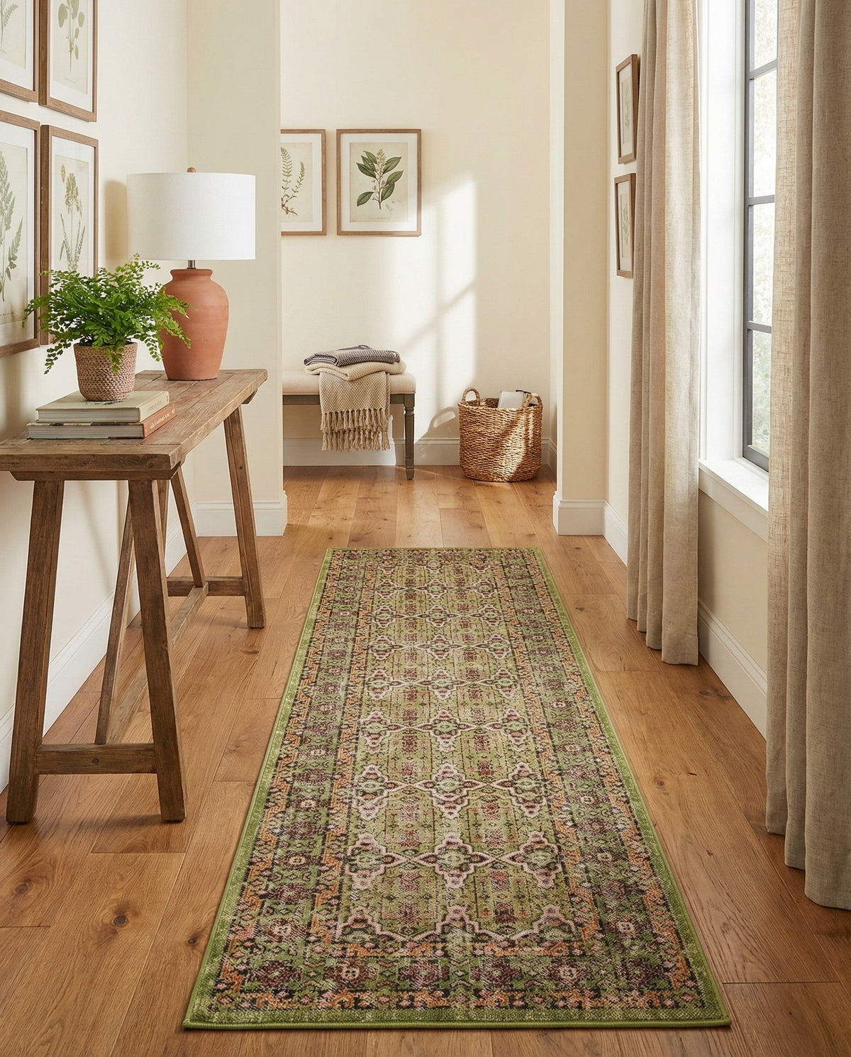 Geneva Terrace Collection Area Rug -  Nyon Runner Green  lifestyle 114