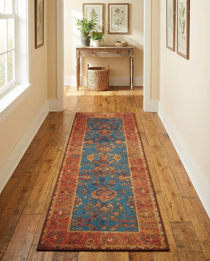 Patio Heritage Collection Area Rug -  Pavilion Runner Navy Blue  lifestyle 73