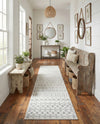 Mediterranean Lattice Collection Area Rug - Santorini (Ivory and Gray) Runner Ivory and Gray  lifestyle 78