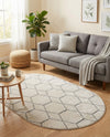 Trellis Mosaic Collection Area Rug - Arborville (Ivory) Oval Ivory  lifestyle 54