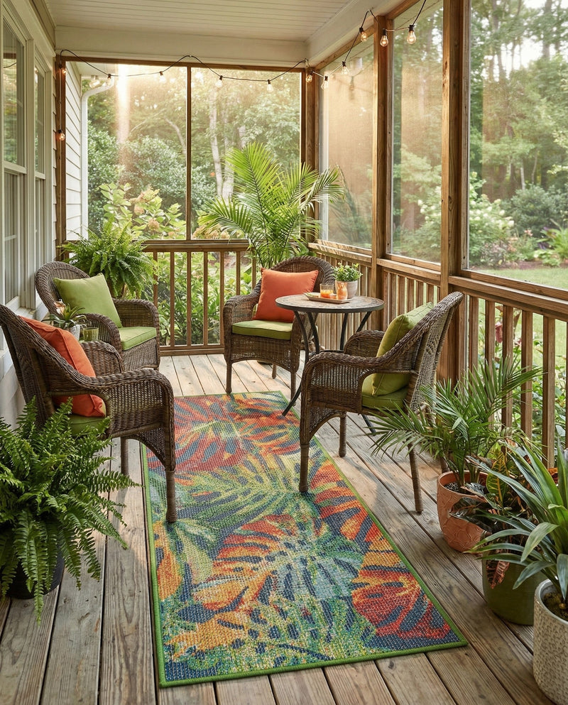 Coastal Terrace Collection Area Rug -  Pier Runner Multi  lifestyle 76