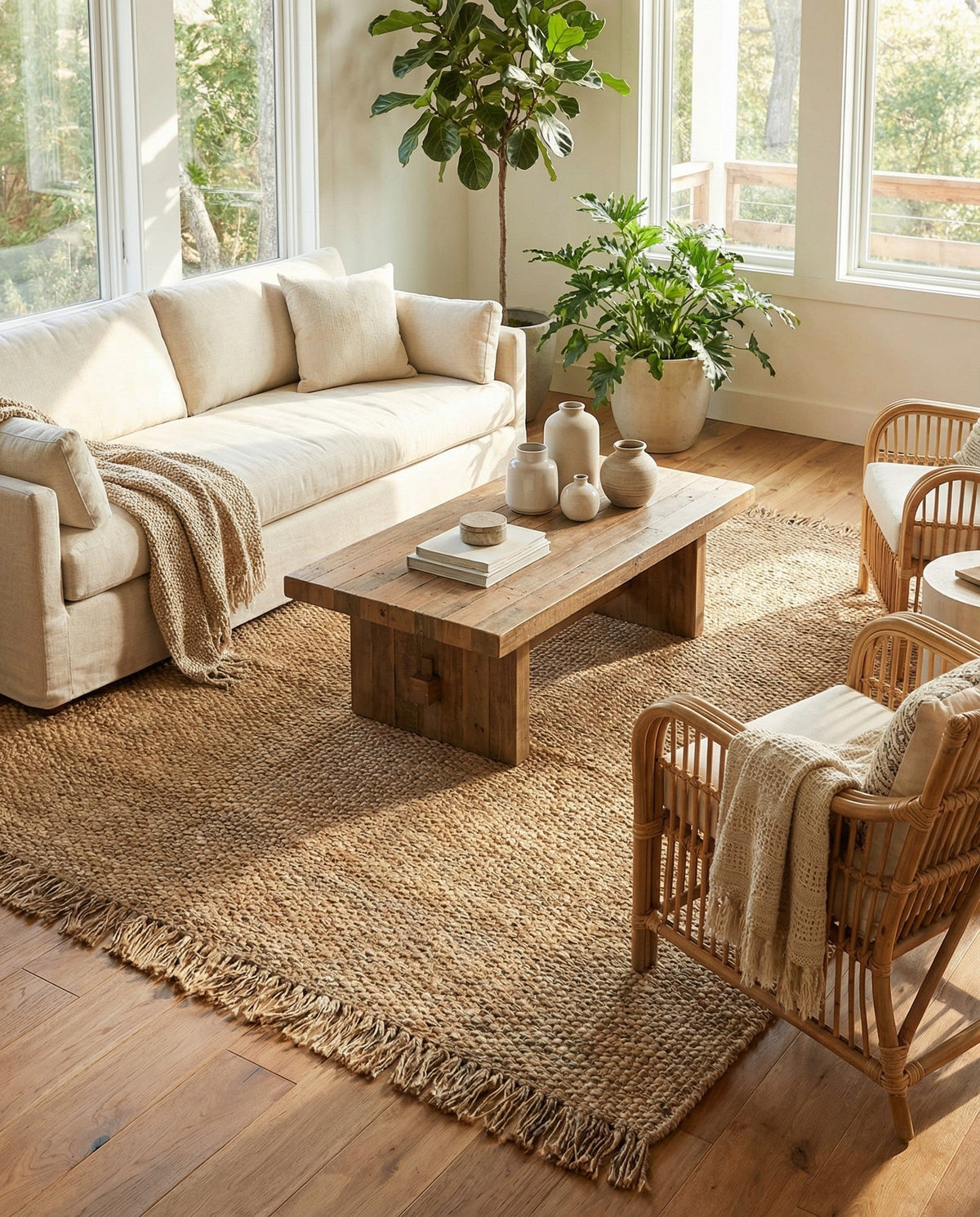 Savannah Jute Collection Area Rug - Seashore Square Natural  lifestyle 182