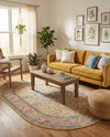 Seville Stripes Collection Area Rug - Cadiz (Yellow) Oval Yellow  lifestyle 68