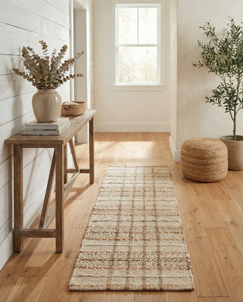 Sequoia Handwoven Jute Collection Area Rug - Charleston Runner Ivory  lifestyle 29