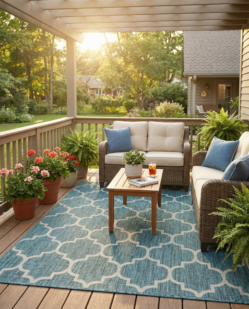 Savannah Pergola Collection Area Rug - Arbor (Teal) Rectangle Teal  lifestyle 14