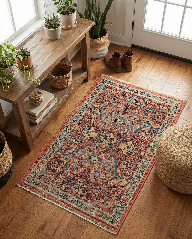 Seville Stripes Collection Area Rug -  Malaga (Brick Red) Rectangle Brick Red  lifestyle 34