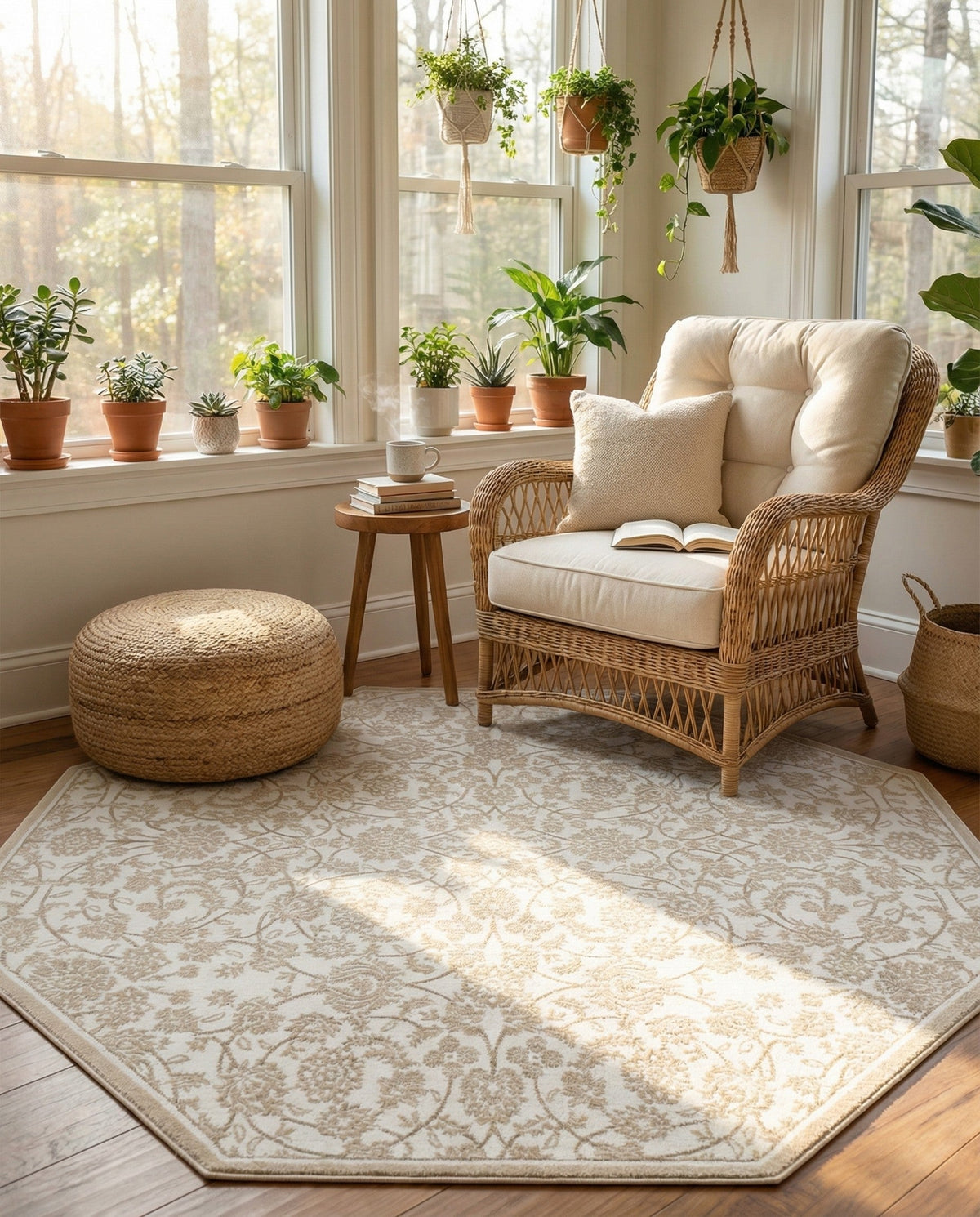 Andes Summit Collection Area Rug -  Chimborazo Octagon Snow White  lifestyle 118